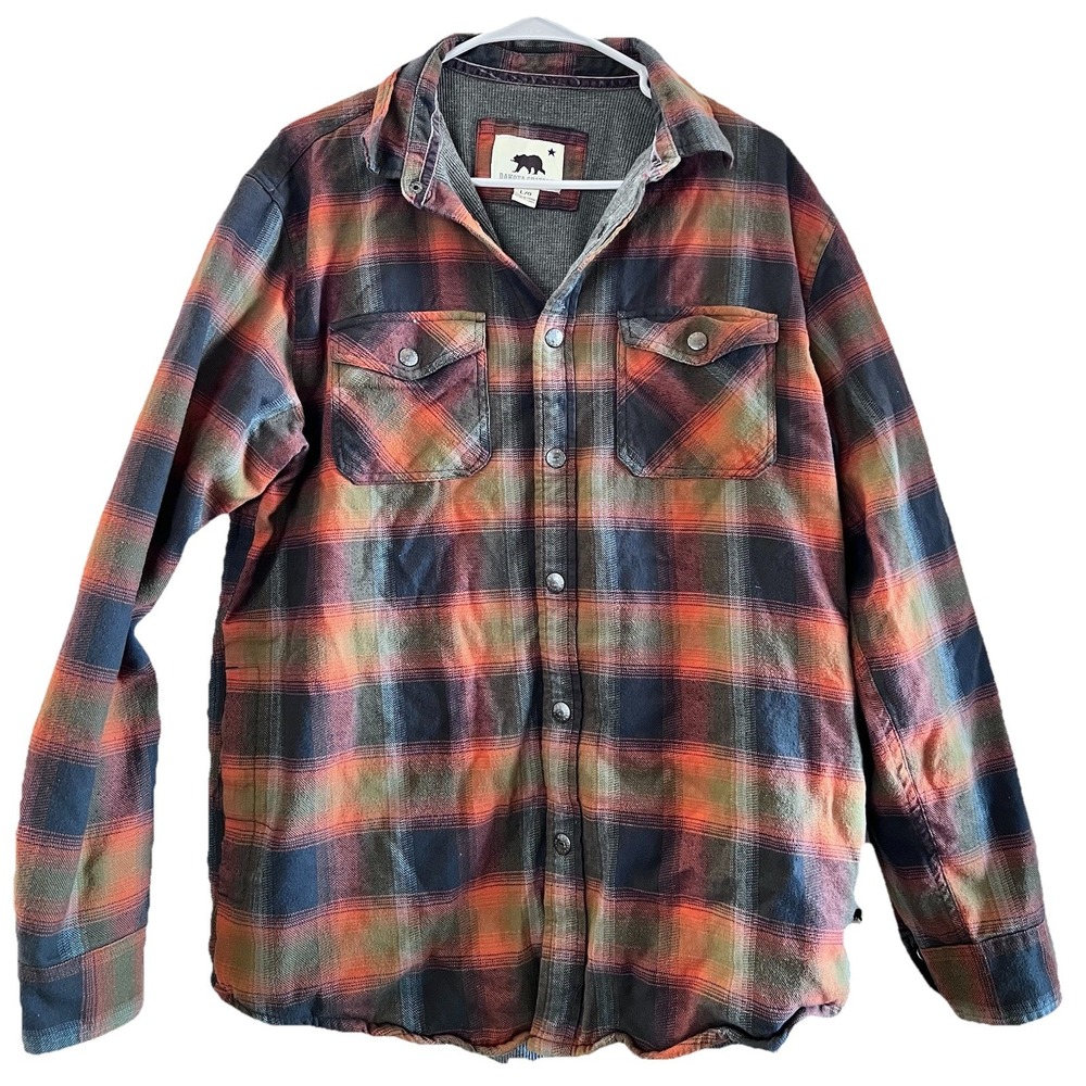 Dakota‎ Grizzly Shirt Sz L Red Black Thermal Lined Plaid Flannel Snaps RN#117984